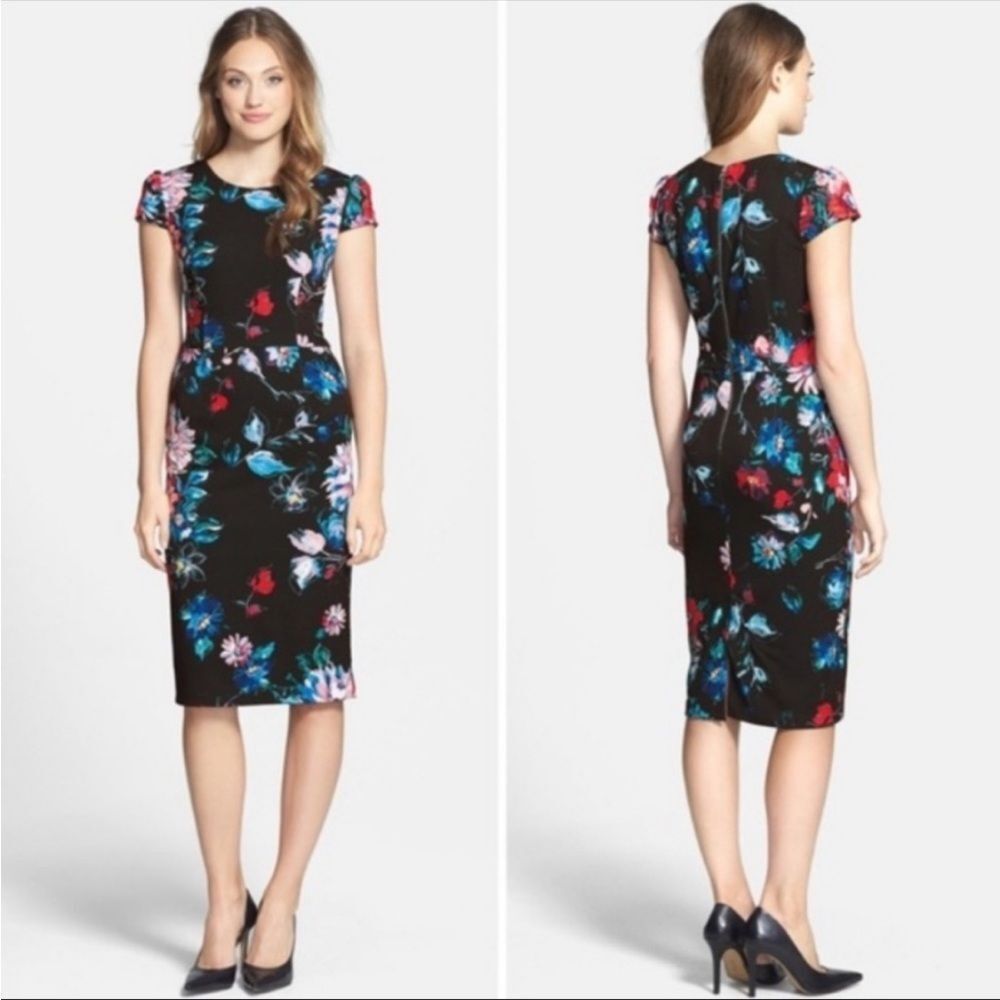 🆕 Betsey Johnson floral sheath midi dress size 10